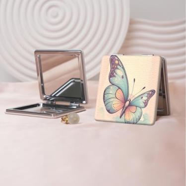 Imagem de Espelho de maquiagem portátil da série Millennium Y2K, mini espelho de maquiagem portátil dobrável, espelho de contorno quadrado portátil de dupla face, adequado para todos usarem em várias ocasiões