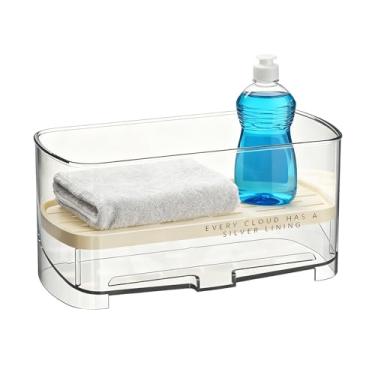 Imagem de Organizador de pia de cozinha, armazenamento e organização de cozinha autodrenante | Organizador de esponja autodrenante - para banheiro, casa, balcão de bancada doméstico