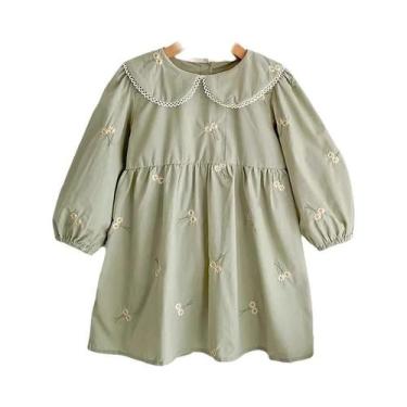 Imagem de Vestido Floral Bordado De Manga Longa Para Meninas, Vestido Retro Fran