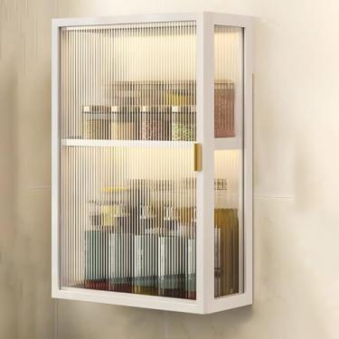 Imagem de Armários de remédios, cozinha, banheiro, armário de parede com porta transparente, organizador de armazenamento de parede, armário buffet sobre vaso sanitário, moldura de metal