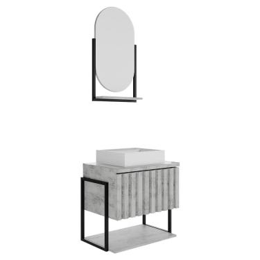 Imagem de Kit Gabinete para Banheiro Havai com Cuba e Espelheira Ori