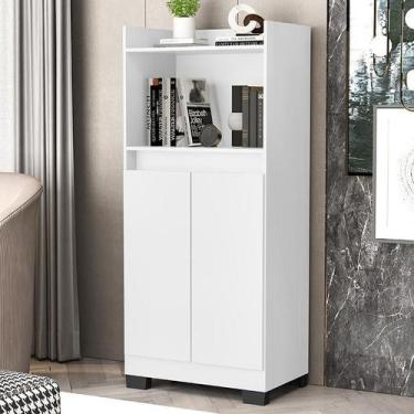 Imagem de Aparador Buffet Sala Duque 2 Portas - Loja DoceLar, Branco/Preto