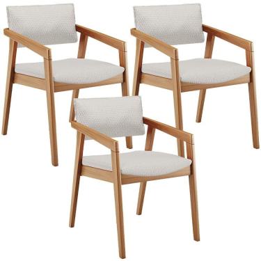 Imagem de Kit 03 Cadeiras Para Sala De Jantar Estar Living Giorgia B04 Bouclê Cru