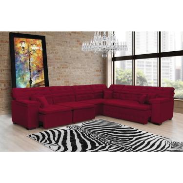 Imagem de Sofá Magno 3.77x2.57m De Canto, Retrátil E Reclinável - Vinho
