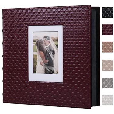 Imagem de RECUTMS Álbum De Fotos Com 60 Páginas, Couro Preto Botões Internos, Para 4X6, 5X7, 8X10, Faça Você Mesmo, Scrapbook Grande, Bebê, Família, Casamento, Aniversário, Livro Autoadesivo Feito À Mão (Vinh