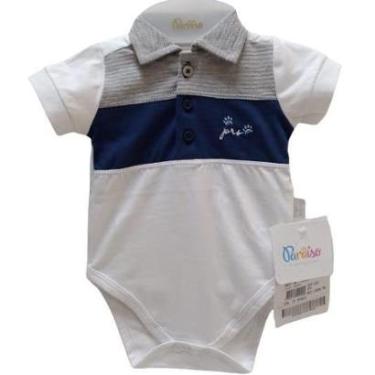 Imagem de Body Curto Luxo Bebê Menino Bordado Verão Polo Paraiso 13996-Masculino