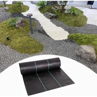 Imagem de LBAawxe Filme de controle de ervas daninhas tecido de controle de ervas daninhas tecido geotêxtil paisagem tapete de jardinagem para paisagismo, barreira de ervas daninhas (0,61 x 15 m/2 x 50 pés)