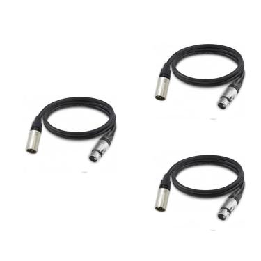 Imagem de Kit 3 Cabos Microfone 3 Metros Std Prime Xlr Balanceado