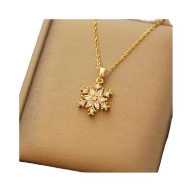 Imagem de Colar Com Pingente De Floco De Neve Em Cobre Banhado a Ouro Com Corren