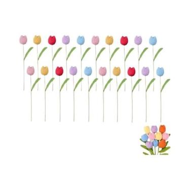 Imagem de Buquê De Flores Artificiais Tulipa Gordinha Para Decoração De Casa, De