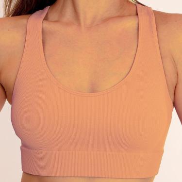 Imagem de Top Selene Sem Costura Poliamida Canelado Macia Sem Bojo Reforçado Fitness Academia Corrida 20916-Feminino