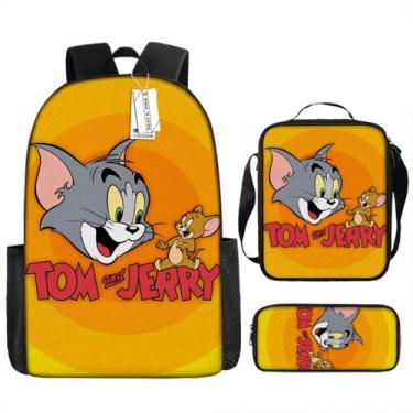 Imagem de Conjunto de 3 peças de mochila escolar Tom and Jerry Cartoon para cria