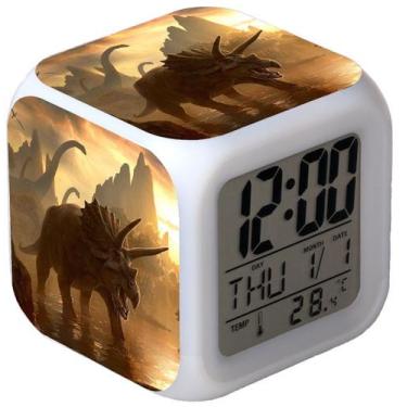 Imagem de Despertador, animação de dinossauro, anime digital com display LED - y