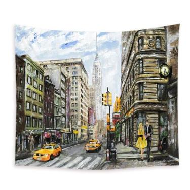 Imagem de Tapeçaria City Street Wall 150x150cm de fibra de microtecido - yiweisa