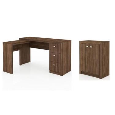 Imagem de Conjunto Escritorio 02 Peças CJ9 Nogal Tecno Mobili, Nogal