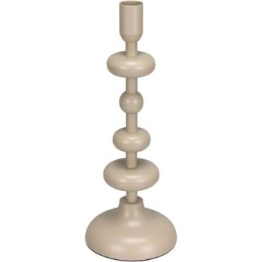 Imagem de CASTIÇAL DECORATIVO PORTA VELA HOME&CO METAL 26x10x10cm MARFIM