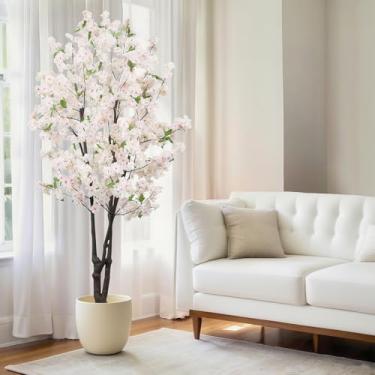 Imagem de Árvore de flor de cerejeira sintética, árvore de flor de cerejeira artificial para decoração de escritório em casa, 1,8 m