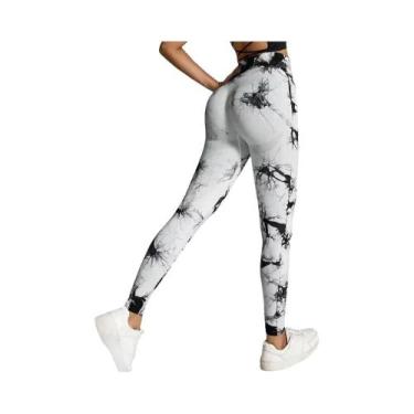 Imagem de Calças De Yoga Femininas De Cintura Alta Sem Costura Com Estampa Tie-D