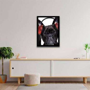 Imagem de Quadro Decorativo Bulldog Francês Música 34x23cm