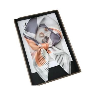 Imagem de Lenço De Seda Feminino 70x70cm Luxuoso Com Estampa De Corrente Fino Pa