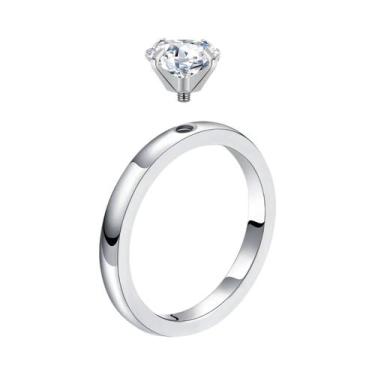 Imagem de Anel De Noivado Solitário Feminino De 1.5 CT Em Aço Inoxidável Com Zir