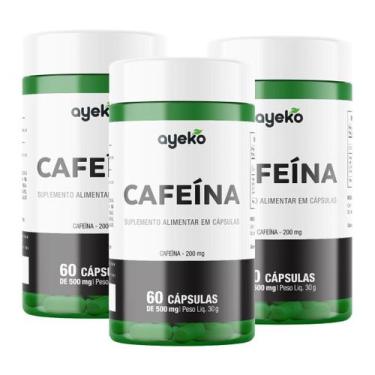 Imagem de 3X Termogênico Cafeína 200mg Rende 180 Doses Ayeko
