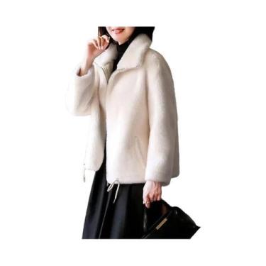 Imagem de Cardigã/Parka Feminina De Inverno Com Forro De Lã, Gola Polo/Gola Alta