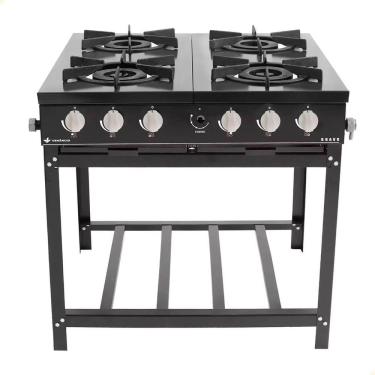 Imagem de Fogão Industrial Venâncio à Gás Bravo 4 Bocas Preto Esmaltado BR4BPR