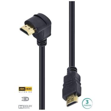 Imagem de Cabo Hdmi 2.0 4k Ultra Hd 3d Conexao Ethernet Com 01 Conector 90o 3 Metros - H2090-3