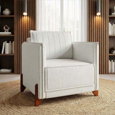 Imagem de Poltrona Pé de Madeira Moderna para Sala Confortável e Reforçada Boucl