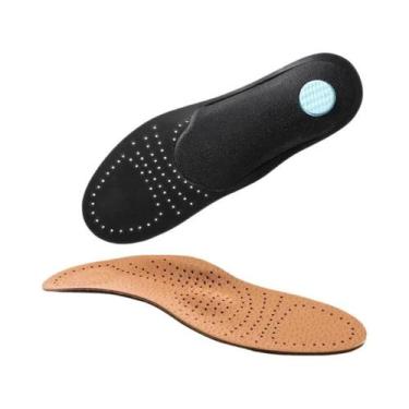 Imagem de Palmilhas Ortopédicas De Couro Respirável Com Suporte Para Arco De Pés