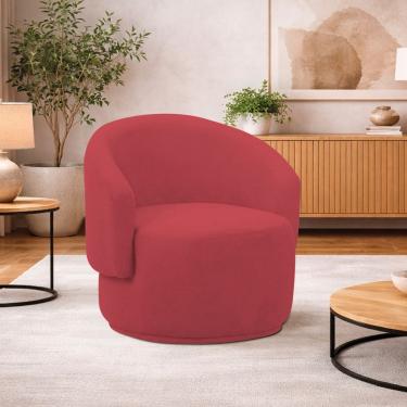 Imagem de Poltrona Decorativa Sala De Estar Recepção Jasmine Suede Vermelho