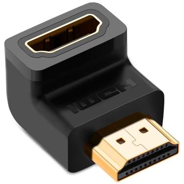 Imagem de Adaptador HDMI 90 Graus Macho e Fêmea Ugreen 2.0 4K a 60Hz Conectores Banhados a Ouro (20109)