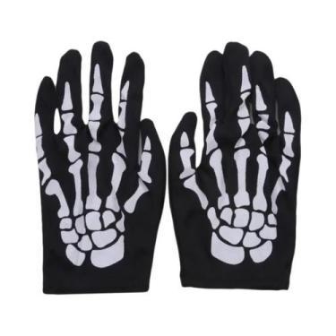 Imagem de Luvas De Esqueleto E Máscara De Caveira Para Adultos - Fantasia De Hal