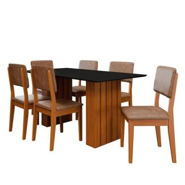 Imagem de Kit Mesa Jantar Santiago 160 Tampo Vidro 6 Cadeiras Córdoba - Loja Doc