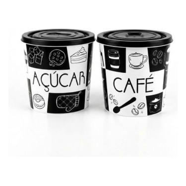 Imagem de Kit Pote Hermetico Plastico 2l Café E Açucar Cozinha - UZY