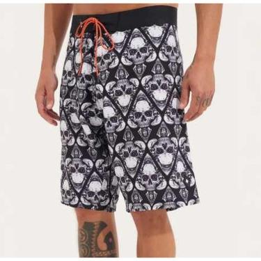 Imagem de Bermuda Água MCD Caveiras MCD 52cm Longo Preto 48-Masculino