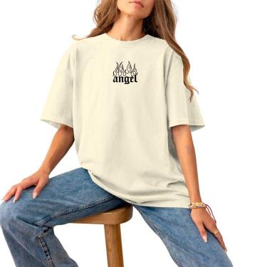 Imagem de Blusa Feminina Plus Size Estampada Basica Casual Premium Algodão T-Shirt Macia Confortável Angel-Feminino