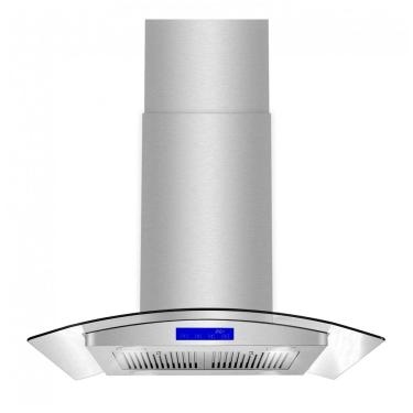 Imagem de Coifa de ilha 74cm COSMO inox escovado vidro curvo 646 m³/h comando touch filtros permanentes LED 110V