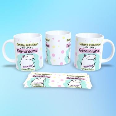Imagem de Caneca de Porcelana Flork Signos Gêmeos 325ML para Bebidas Quentes e Frias Branca Outras Marcas