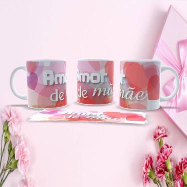 Imagem de Caneca de Porcelana 325ML Mães Estampa 44 para Presente Dia das Mães com Design Temático Branco Outras Marcas