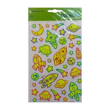 Imagem de Cartela de Adesivos Colacril Modelo 2 para Organização de Escritório e Estudo com Ícones Variados 78 Unidades