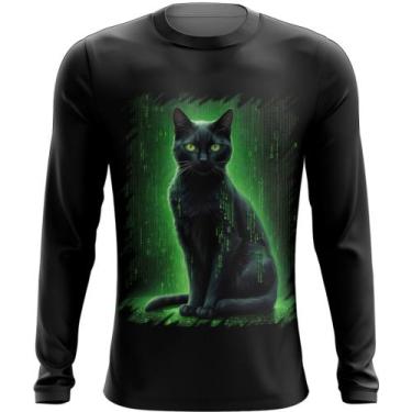 Imagem de Camiseta Manga Longa de Gato Oráculo Hacker Binário Mat 8 - Kasubeck S