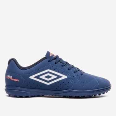 Imagem de Chuteira Society Umbro Neo Striker II Unissex, Vermelho, Laranja, 41