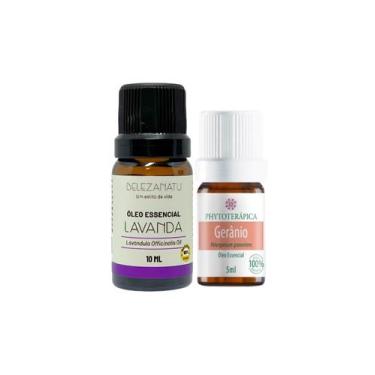 Imagem de Kit Óleos Essenciais Lavanda 10ml Belezanatu e Gerânio 5ml Phytoterápi