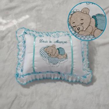 Imagem de Travesseiro Infantil Urso e Anjo da Guarda Macio - Decoração Confortáv