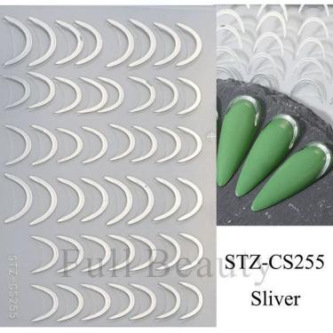 Imagem de Adesivo de Unhas Stz-C para Decoração 3D Gradiente Linha Francesa Azul Rosa Roxo Verde OEM