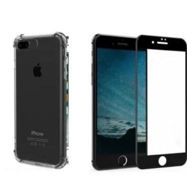 Imagem de Kit Capa Case Capinha Anti Impacto + Película Preta 3D 5D 6D 9D Borda 