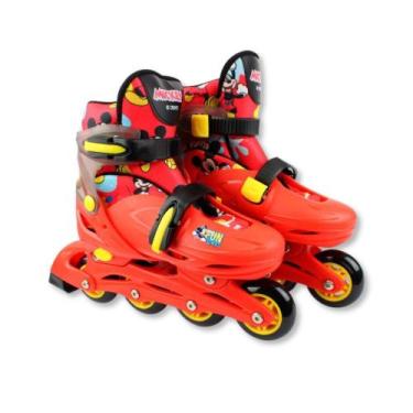 Imagem de Kit patins 4 rodas mickey com acessórios (tam 32 - 35) - bbr toys