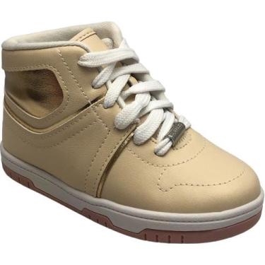 Imagem de Tênis Molekinha Cano Alto Metalizado Juvenil, Creme, Dourado, 30